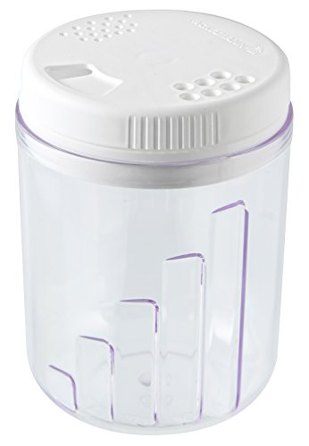 Fackelmann Streudose für Gewürz, Gewürzstreuer mit 3 verschiedenen Öffnungen, Gewürzdose aus Kunststoff (Farbe: Weiß/Transparent), Menge: 1 Stück von FACKELMANN