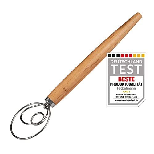 Fackelmann Teigrüher für Pasta, Focaccia und Teig – Schneebesen für luftige Teige – Dänischer Rührbesen mit ergonomischem Griff aus Buchenholz, Silber/Braun Fackelmann Teigrüher für Pasta, Focaccia und Teig – Schneebesen für luftige Teige – Dänischer Rührbesen mit ergonomischem Griff aus Buchenholz, Silber/Braun von FACKELMANN
