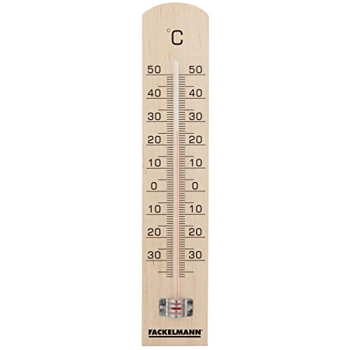 Fackelmann Thermometer TECNO, Thermometer für den Innen- und Außenbereich, analoge Temperaturanzeige (Farbe: Braun/Schwarz), Menge: 1 Stück, ca. 25 x 1,5 x 5 cm von FACKELMANN