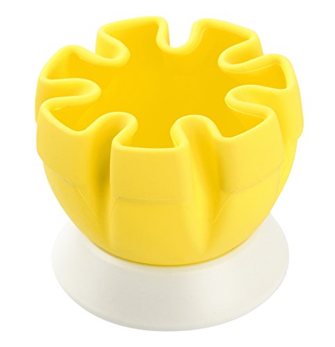 Fackelmann Zitronenpresse mit Halter aus Silikon ist Testsieger, frisch gepresster Saft ohne Kerne, Küchenhelfer zum Pressen von Limetten (Farbe: Gelb/Weiß), Menge: 1 Stück von FACKELMANN