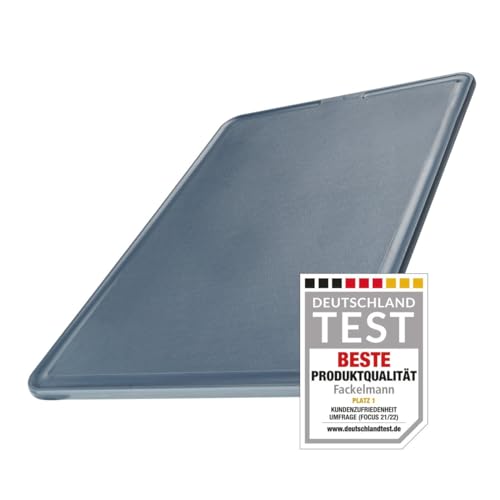 Fackelmann #easyprepare Schneidebrett mit Antirutschfüßen – Schneidbrett mit praktische Saftrille – Küchenbrett mit 36 cm x 24 cm x 0,8 cm, Weiß/Blau-grau von FACKELMANN