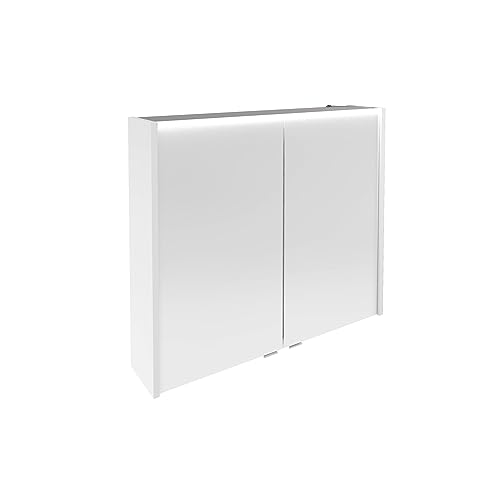 Verona LED-Spiegelschrank – Hängend, Vormontiert, Made in Germany – Badspiegel in Weiß-Hochglanz – 80 x 68,3 x 16,5 cm – Elegant und Praktisch von FACKELMANN