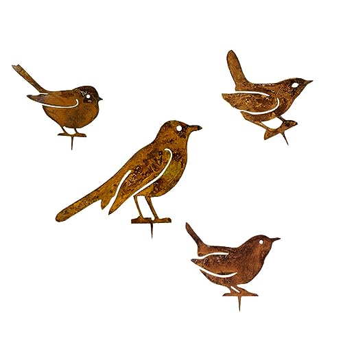 4Pcs Rusty Metal Bird Silhouetten Garten Dekoration, Gartenarbeit Land Metall Dekorative, Metall Vogel Yard Kunst Dekoration Stahl, Vogel Dekor für Garten Hof Terrasse von FACULX