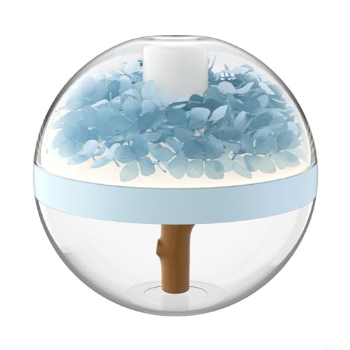 Eternal Flower Luftbefeuchter, 270 ml, Cool Mist Maker, tragbar und kabellos, USB-Schreibtisch-Luftbefeuchter mit warmem Nachtlicht für Schlafzimmer, Reisen, Büro (blau) von FACULX