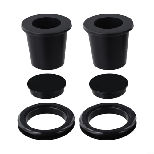 FACULX 2 Sets Terrassenschirm-Loch-Ring-Abdeckungs-Set mit Silikonkeil für Tisch 5,1 - 6,3 cm Löcher, Outdoor-Möbel, Regenschirm-Stabilisator-Zubehör (schwarz) von FACULX