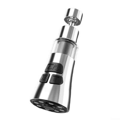 FACULX 3-in-1-Küchenarmatur-Verlängerung, 360° drehbarer Sprühkopf mit 3 Modi, einstellbarer Wasserdurchfluss, Spüle-Düse, Strahlregler-Adapter, Zubehör (Silber) von FACULX