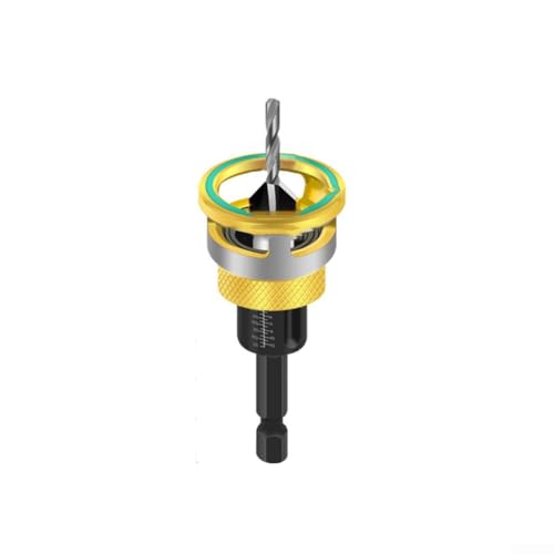 FACULX 5 Stück Vier-Blatt-Senkerbohrer-Set, Holz-Pilot-Senkerbohrer, Bohrer, mit einstellbarem Tiefenanschlag, verstellbarer Tiefe, Schnellspanner (gelb) von FACULX