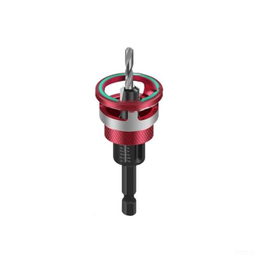 FACULX 5-teiliges Vierblatt-Senkerbohrer-Set, Holz-Pilot-Senkerbohrer, Bohrer, mit einstellbarem Tiefenanschlag, verstellbarer Tiefe, Schnellspanner (rot) von FACULX