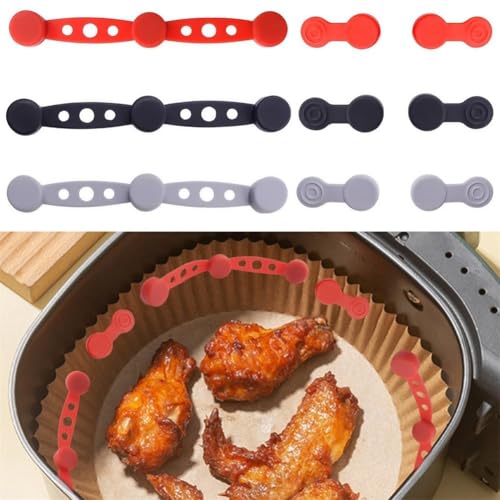 FACULX Air Fryer Magnete, Air Fryer Magnetic Silicone Buckle Set Or Pergament Paper LinersSilicone Magnetic Buckle Prevent Paper Burning Kitchen Accessories(Red) von FACULX