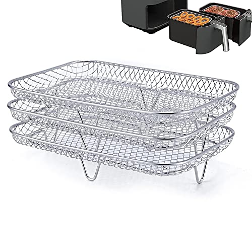 FACULX Air Fryer Zubehör Air Fryer Drei stapelbare Racks für die meisten Airfryer, Air Fryer Rack Edelstahl Dehydration Rack von FACULX