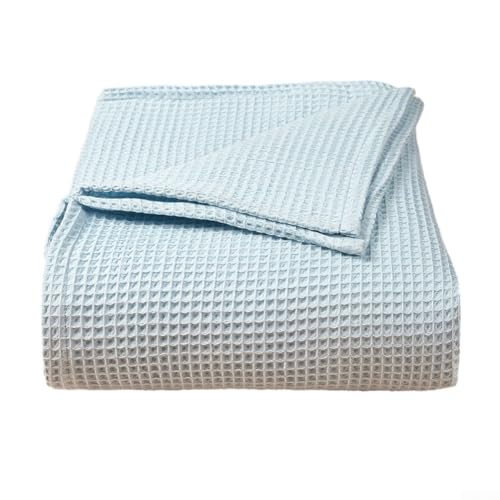 FACULX Baumwoll-Mesh-Decke, Karomuster, Überwurfdecke, leichte Sommer-Bettwäsche, Nickerchenbezug, weich, atmungsaktiv, Gitter-Design, Baby-Erwachsenen-Decke, 110 x 70 cm (hellblau) von FACULX
