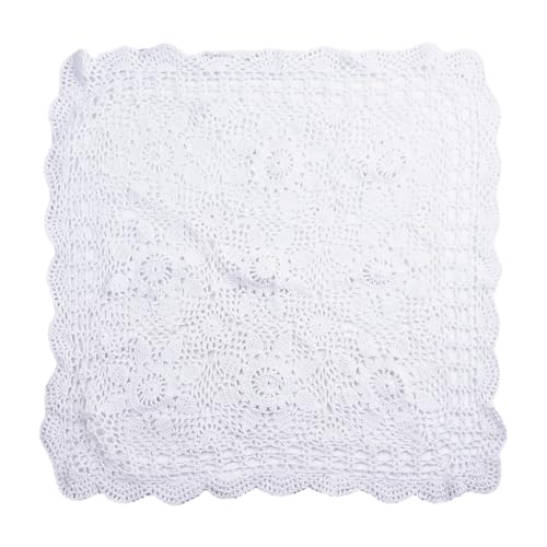 FACULX Countryside Vintage Tischdecke, Vintage Quadratische Tischdecke, Deckchen Baumwolle Spitze Häkeln Floral Tischdecke Dekoration für Zuhause, Hotel, Café (60 x 60 cm Weiß) von FACULX