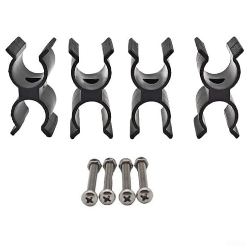 FACULX Doppelrohr-Clip-Halter für Bimini Top Support Rod Klemmen, schwarzes Bootszubehör für 2,2 cm - 2,5 cm Durchmesser Rohre, 4 Stück von FACULX