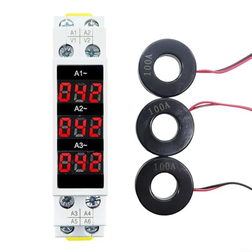 FACULX Dreiphasen-Amperemeter, 3-phasiges 3-stelliges Display, Mini-DIN-Schiene, 35-mm-Schienen-Digitalanzeige, Dreiphasen-Modular-Stromzähler, Messanzeige von FACULX
