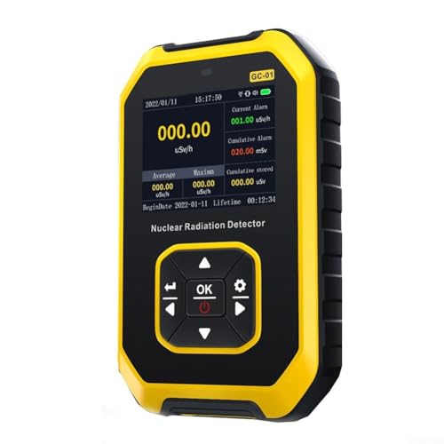 FACULX Geigerzähler Nuklearstrahlungsdetektor, Strahlungsdosimeter mit LCD-Display, tragbares Handgerät, Beta-Gamma-Röntgenstrahlung, wiederaufladbar, Gelb von FACULX