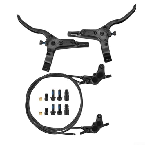 FACULX Hydraulische Scheibenbremsen-Set mit vier Kolben für Mountainbikes, 850 mm vorne und 1550 mm hinteres geteiltes Rohr, Legierung 6061 Material (schwarz) von FACULX