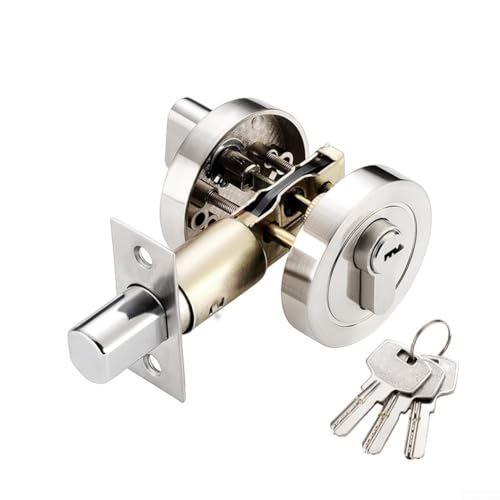 FACULX Riegel-Türschloss, Einzylinder-Sicherheitstürschloss mit Schlüsseln, Edelstahl, für Innentüren, unsichtbares Verriegelungsschloss (Silber) von FACULX