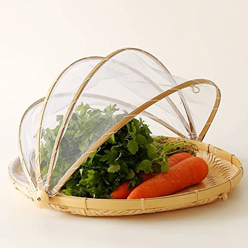 FACULX Runder Bambus-Zeltkorb mit Deckel, Gemüse/Obst, Brot, Aufbewahrungskorb von FACULX