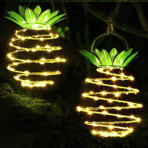 FACULX Solar Hanging Landscape Lighting, 2 Pack Metal Solar Pineapple Lanterns Outdoor Decorative Waterproof Garden Decor for Porch Patio Yard Balcony Plants Tipi Backyard Tree Decorations von FACULX