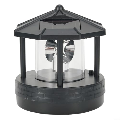 FACULX Solar Leuchtturm Gartenleuchte Automatisch 360 Grad Drehbar LED Drehbar Solarleuchte Wasserdicht Straßenlaterne (Schwarz), 3R3E1THZL8T49P0O0IKN7X80 von FACULX