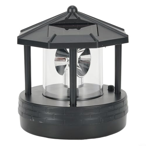 FACULX Solar Leuchtturm Gartenleuchte Automatisch für 360 Grad Drehbar LED Drehbar Solarleuchte Wasserdicht Straßenlaterne (Schwarz), 3R3E1THZL8T49P0O0IKN7X80 von FACULX