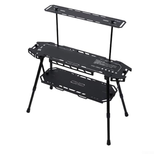 FACULX Tragbarer Campingtisch, faltbarer Skateboard-Schreibtisch mit Aufbewahrungsschicht, höhenverstellbar, Outdoor-Camping-Möbel für Hinterhof, Grill, Strand (schwarz) von FACULX
