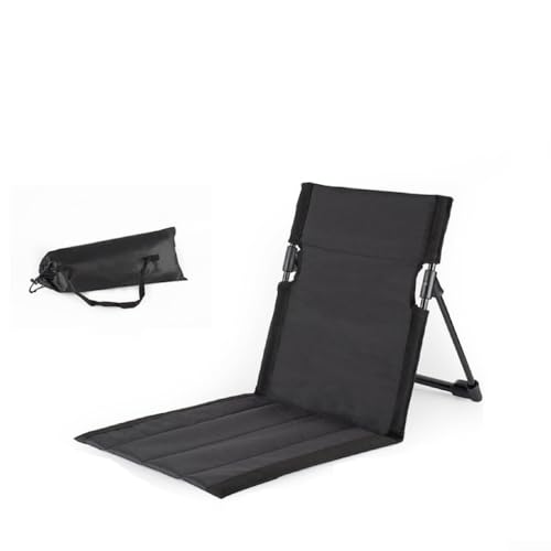 FACULX Tragbarer faltbarer Campingstuhl, Outdoor für Freizeitstuhl mit Aluminiumrahmen, leichte Rückenlehne für Strand, Wandern, Picknick, Reisen, Tragetasche (schwarz) von FACULX