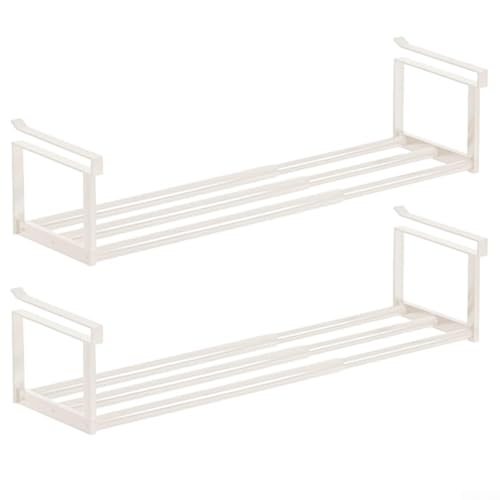 FACULX Verstellbares Teleskopregal für effiziente Aufbewahrung in Schränken, organisieren Sie Schuhe und mehr mit Karbonstahl-Konstruktion (2 Stück, weiß) von FACULX