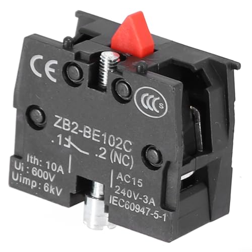FACULX ZB2-BE101C ZB2-BE102C Druckknopfschalter, 10 A, 600 V, Schließer, 22 mm Lochdurchmesser, schwarzer Joystick-Steuerschalter, Industriequalität (ZB2-BE102C) von FACULX