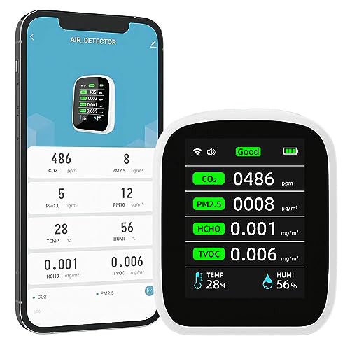 Luftqualitätsmonitor, 8-in-1 Multifunktions--Detektor WiFi Luftqualitätsdetektor für PM2.5 PM10/PM1.0/Temperatur Luftfeuchtigkeit, HCHO, TVOC Monitor Luftqualitätsmonitor, 8-in-1 Multifunktions--Detektor WiFi Luftqualitätsdetektor für PM2.5 PM10/PM1.0/Temperatur Luftfeuchtigkeit, HCHO, TVOC Monitor von FACULX