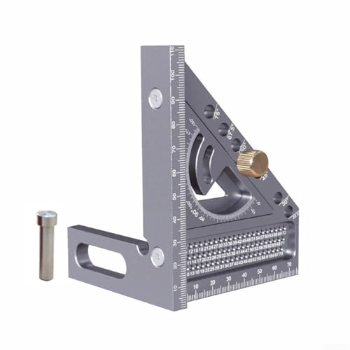 Multi-Winkel Set Square Lineal mit Positionierungsdübelstift T-Quadrat, Holzbearbeitungswinkel Winkelmesser, Gehrungsdreieck-Lineal, Layout-Messwerkzeug Layout-Anreißnadel für Ingenieur (C) von FACULX