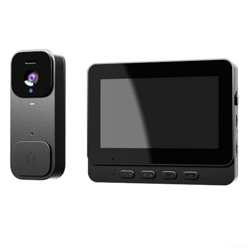 Smart Video Türklingel mit 4,3 Zoll HD Display Bildschirm Zwei-Wege-Audio Wireless Gegensprechanlage Kamera Monitor Digital Türspion Batteriebetriebenes Heimsicherheitssystem (Schwarz) von FACULX