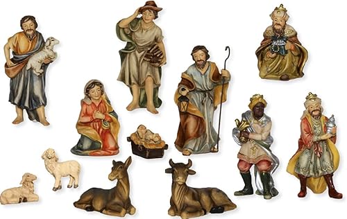 FADEDA 12x Johannes-Krippenfiguren/Höhe:8 cm/handbemalt/detailgetreue Krippen Figuren - Weihnachten Tisch Dekoration Krippe Zubehör von FADEDA