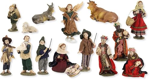 FADEDA 15x Krippenfiguren alpenländisch, Ankleidefiguren/Höhe:10 cm/handbemalt/detailgetreue Krippen Figuren - Weihnachten Tisch Dekoration Krippe Zubehör von FADEDA