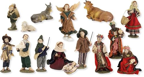 FADEDA 15x Krippenfiguren alpenländisch, Ankleidefiguren/Höhe:12 cm/handbemalt/detailgetreue Krippen Figuren - Weihnachten Tisch Dekoration Krippe Zubehör von FADEDA