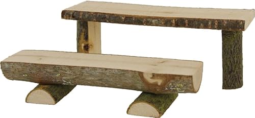 FADEDA 2X Tisch mit Bank/Höhe:3 cm/handbemalt/detailgetreue Krippen Figuren - Weihnachten Tisch Dekoration Krippe Zubehör von FADEDA