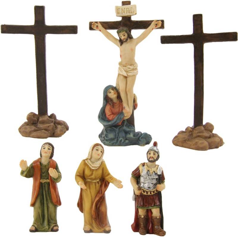 FADEDA Krippenfigur 6x FADEDA Passionsfiguren: Kreuzigung + 2 Kreuze, Höhe in cm: 5 (6 St) von FADEDA