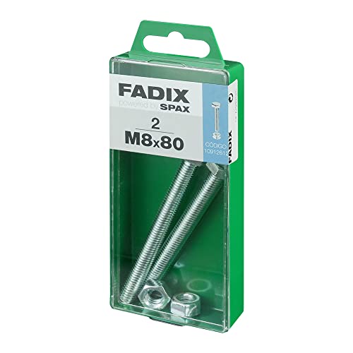 Box M 2 Einheiten Metrische Fahrerhaus-Sechskantschraube + Cinc M Mutter 8 x 80 mm FADIX von FADIX