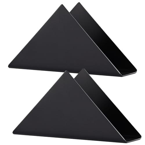 FAELNK 2 Stück Serviettenhalter Schwarz 304# Dreieckiger Metall Freistehende Serviettenspender Stand Tisch Organisation für Küchenarbeitsplatten Picknicktische Party Dekoration (17 x 8.5 x 4.5cm) von FAELNK