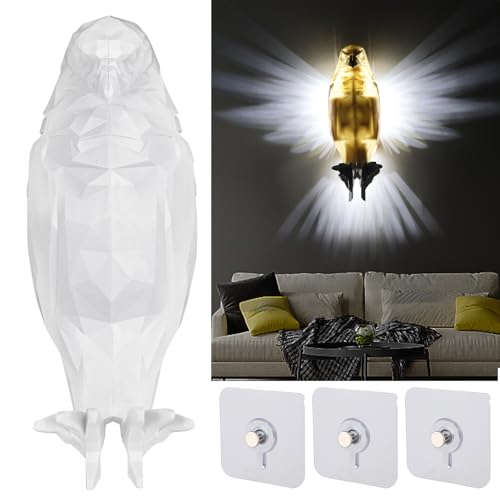 FAELNK Bald Eagle Wall Light 3D Tier LED Wandleuchte Eagle Shadow Lamp Deko mit 3 Haken Akku Wandleuchte 3D Adler Lampe Wand Batteriebetriebenes Nachtlicht für Schlafzimmer Wohnzimmer Flur Küche von FAELNK