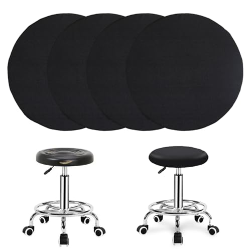 FAELNK Hockerbezug Rund Set of 4 Hocker Bezug Durchmesser 35-45 cm Chair Cover Knitterfrei Staubdicht Sitzbezug Stuhl Abnehmbar Waschbar für Esszimmer Büro Bar von FAELNK