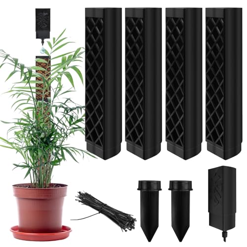 FAELNK Moosstab für Monstera Rankhilfe Zimmerpflanzen Rankhilfe Monstera Pflanzstab Rankstäbe Plastik Mit Pflanzen Gießhilfe Kabelbinder für Gartenbepflanzung Efeutute Pflanzenunterstützung Schwarz von FAELNK