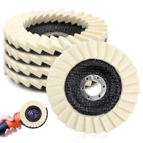 FAELNK Polierscheibe 125mm Filz Polierfächerscheibe Wollfilz Polierscheibe 4 Stück Filz Glanz Polier Scheibe für Winkelschleifer zum Schleifen und Polieren von Lack Edelstahl Holz Plastik FAELNK Polierscheibe 125mm Filz Polierfächerscheibe Wollfilz Polierscheibe 4 Stück Filz Glanz Polier Scheibe für Winkelschleifer zum Schleifen und Polieren von Lack Edelstahl Holz Plastik von FAELNK