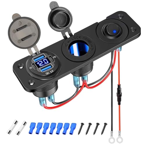 PD 30W USB C Steckdose 12V QC 3.0 USB Steckdose 12V USB Steckdose 3 in 1 Wasserdicht mit EIN/AUS-Kippschalter Und LED Voltmeter für Motorrad Boot Wohnmobil LKW PD 30W USB C Steckdose 12V QC 3.0 USB Steckdose 12V USB Steckdose 3 in 1 Wasserdicht mit EIN/AUS-Kippschalter Und LED Voltmeter für Motorrad Boot Wohnmobil LKW von FAELNK