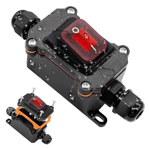 Wasserdichter Inline Schalter 12V DC 20A Kabelschalter IP67 Schalter Schnurschalter Maschinenschalter Switch DPST 4 polig Auf beiden Seiten Ein und Ausgang von FAELNK