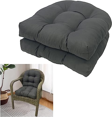 2er-Set Stuhlkissen for Drinnen Und Draußen, for Terrassenmöbel, Wasserdicht Und Lichtbeständig, Mit Abgerundeten Ecken, for Garten Und Rasen – 48 X 48 cm Stuhlkissen(Gray) von FAFAKO