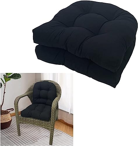 2er-Set Stuhlkissen for Drinnen Und Draußen, for Terrassenmöbel, Wasserdicht Und Lichtbeständig, Mit Abgerundeten Ecken, for Garten Und Rasen – 48 X 48 cm Stuhlkissen(Noir) von FAFAKO