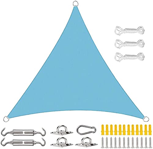 Sonnensegel Wasserdichtes Dreieck-Sonnensegel, Markise, Sonnenschutzsegel for Den Außenbereich, PES-Polyester, 95% UV-Schutz for Außenbereich, Garten, Terrasse, Balkon, Patio(Sky Blue,3x3x3m) von FAFAKO