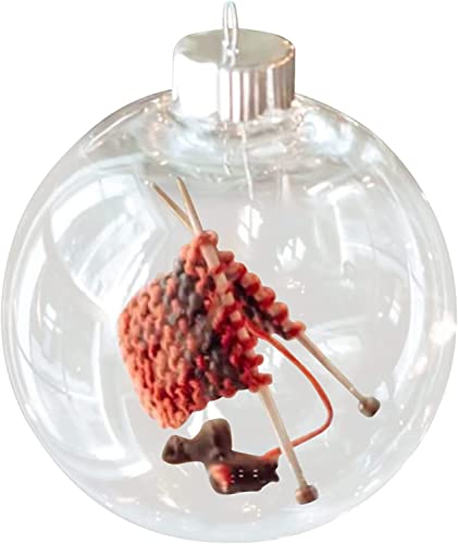 Transparente Weihnachtskugel mit Stricken und Häkeln Ornament, Weihnachtsbaum hängende kristallklare Kugeldekoration, handgefertigte Wolle Weihnachtsdekoration Geschenk für Strickerinnen (B) von FAFOUR