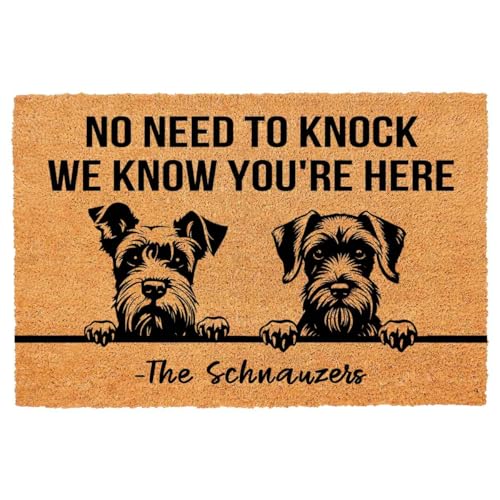 Fußmatte für Eingangsbereich, Outdoor, mit robuster Fußmatte für Veranda, Terrasse, Willkommensgruß, natürliche Kokosfaser, Geschenkidee, 60,2 x 40,9 cm (Wir wissen, dass Sie hier sind, die Schnauzers Fußmatte für Eingangsbereich, Outdoor, mit robuster Fußmatte für Veranda, Terrasse, Willkommensgruß, natürliche Kokosfaser, Geschenkidee, 60,2 x 40,9 cm (Wir wissen, dass Sie hier sind, die Schnauzers von FAGGMY